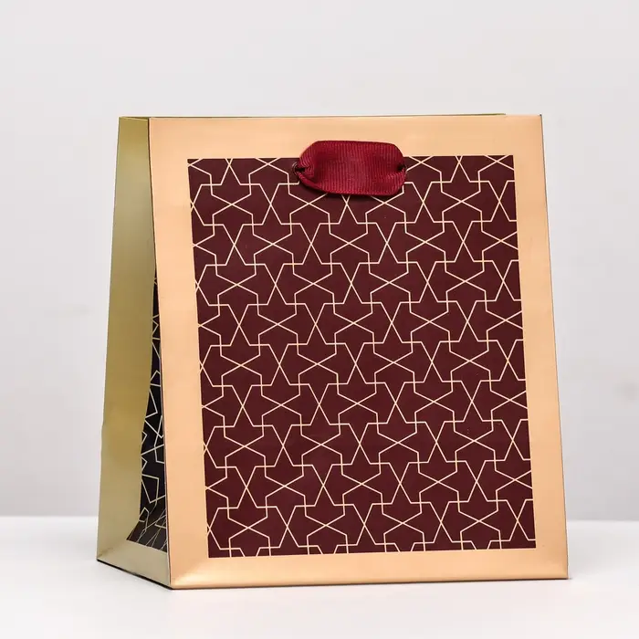 Пакет подарочный Пакет подарочный "Узоры" красно--золотой, 15 х 17 х 10 см