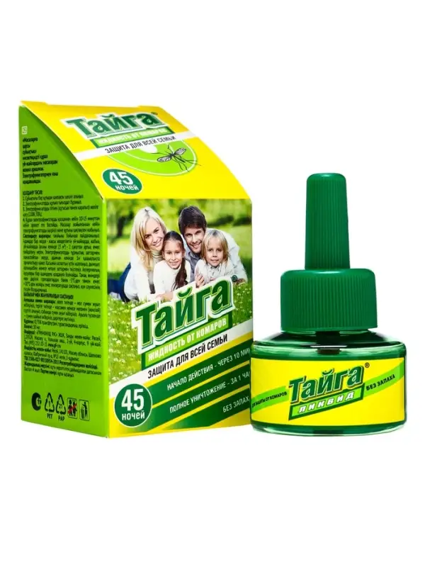 Дополнительный флакон-жидкость от комаров &laquo;Тайга&raquo;, без запаха, 45 ночей, 30 мл