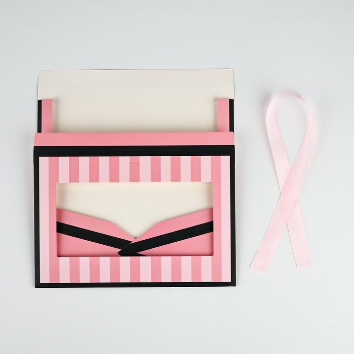 Складная коробка для цветов с окном «Спасибо, что ты есть», розовая, 16 х 27 х 9 см