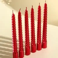 Набор свечей витых, 1.9&times;20 см, 6 шт., рубиновый металлик
