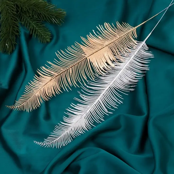 Декор блеск «Тонкое пёрышко», 8×26.5 см, МИКС (золото, серебро)