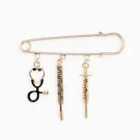 Булавка с подвесками &laquo;Медицина&raquo;, 7 см, цвет чёрный золото