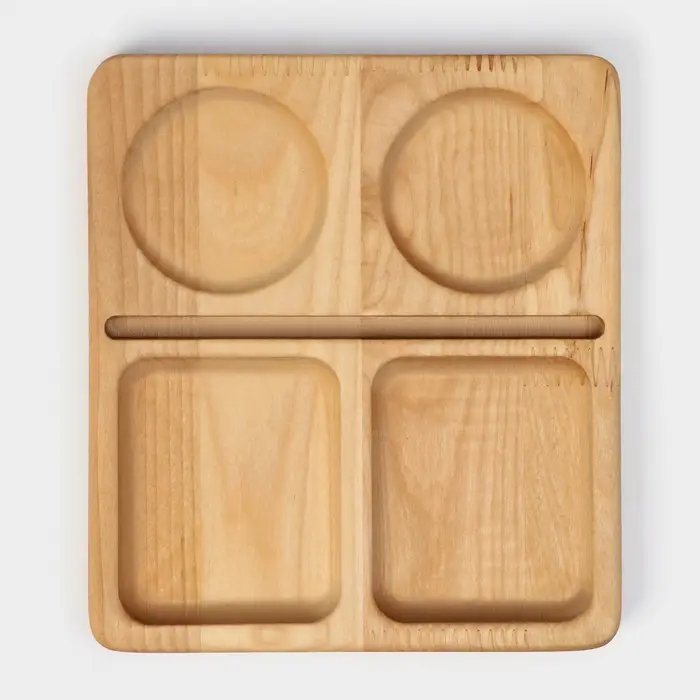 Менажница Adelica, 20&times;18&times;1.8 см, 4 ячейки, пропитано маслом, дерево берёза