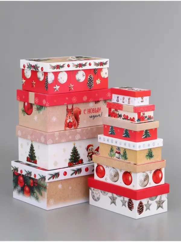 Коробки подарочные &laquo;Почта Новый Год&raquo;, 10 в 1, 30&times;19&times;11.5 - 12&times;6.5&times;4 см