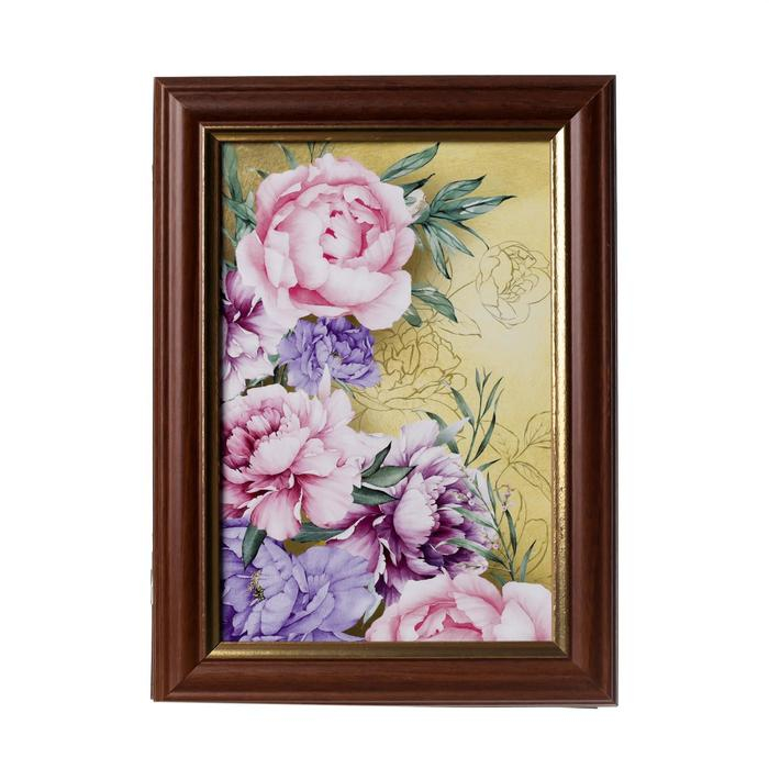 Ключница Ключница "Розовые пионы" орех 15х21 см