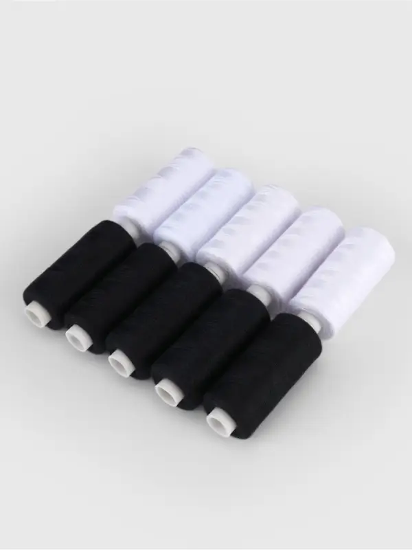 Нитки, 40/2, 300 м, набор 10 шт., чёрный, белый