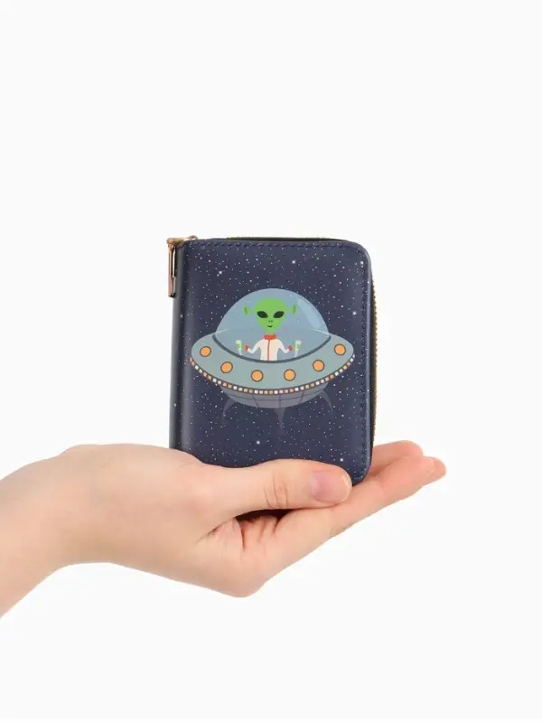 Кошелёк на молнии Выбражулька &laquo;Космос&raquo;, 8.5&times;2.5&times;10.5 см, детский, синий