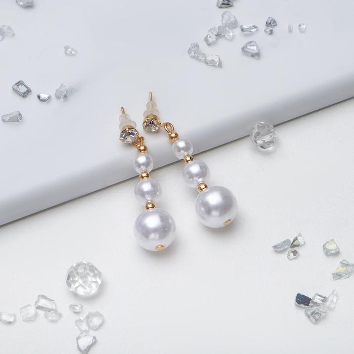 Серьги с жемчугом «Шары трио», цвет МИКС Серьги с жемчугом «Шары трио», цвет МИКС