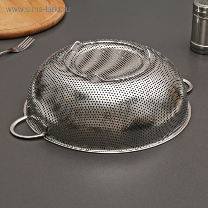 Дуршлаг из нержавеющей стали с ручками «Марко», d=28 см, две ручки, цвет хромированный