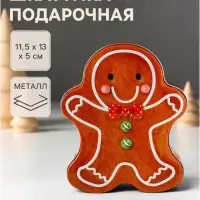 Шкатулка для украшений, подарков &laquo;Имбирный пряник&raquo;, металл, фигурная, 11.5&times;13&times;5 см