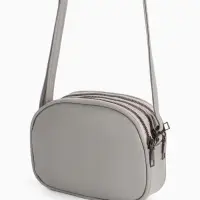 Сумка женская кросс-боди на молнии, 19&times;7&times;15 см, в клетку, серая