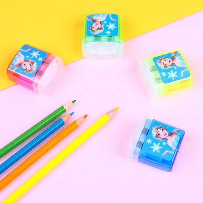 Точилка пластиковая с контейнером, двойная, МИКС, «Холодное сердце»