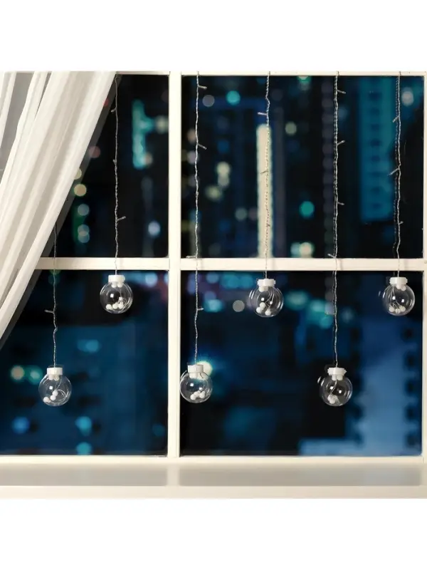 Гирлянда &laquo;Бахрома&raquo; 2.4&times;0.7 м с насадками &laquo;Шарики&raquo;, IP20, прозрачная нить, 108 LED, свечение мульти, 8 режимов, 220 В