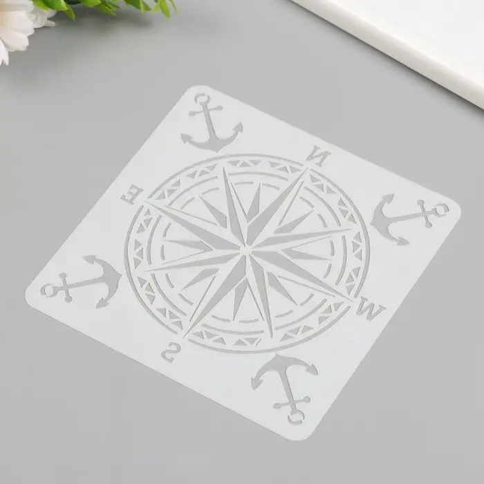 Трафарет пластик "Компас, якорь" 15х15 см