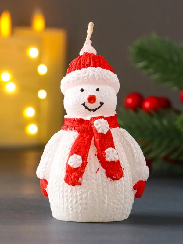 Свеча  Свеча "Снеговик", красный