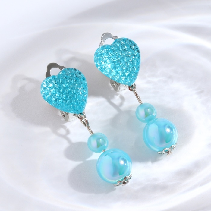 Новый год. Клипсы детские новогодние  Новый год. Клипсы детские новогодние "Сердечки", бижутерия