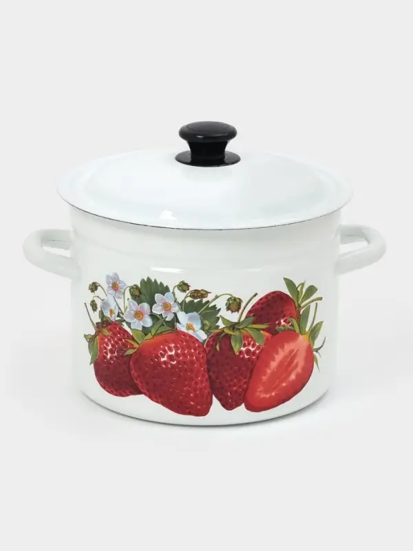 Кастрюля эмалированная, 6 л, d=23.5 см, с крышкой, белая
