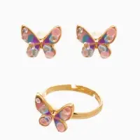 Набор детский &laquo;Выбражулька. Бабочка&raquo;, 3 предмета: кулон, кольцо, серьги, разноцветный в золоте