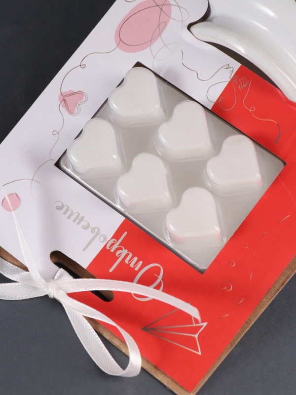 Аромалампа керамика + ароматический воск Аромалампа керамика + ароматический воск "Сердце" белая 7,5х7,5х8 см