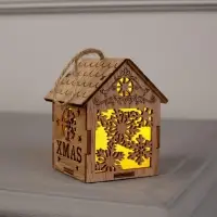 Ёлочная игрушка &laquo;Домик со снежинками&raquo;, 8&times;6.5&times;6 см, от батареек, свечение тёплое белое