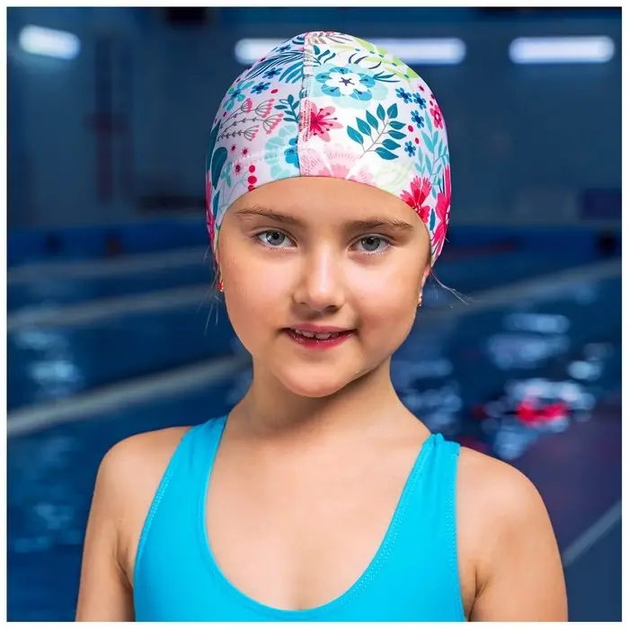 Шапочка для плавания детская ONLYTOP Swim &laquo;Цветочный мир&raquo;, тканевая, обхват 46-52 см