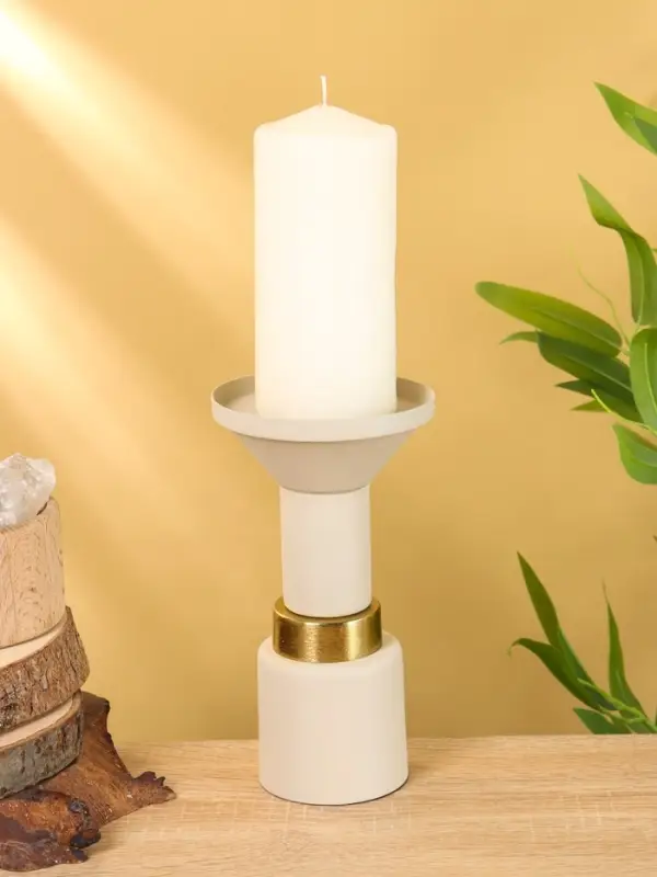 Подсвечник на 1 свечу текстурный "Фисташковый" 10,5х10,5х20 см