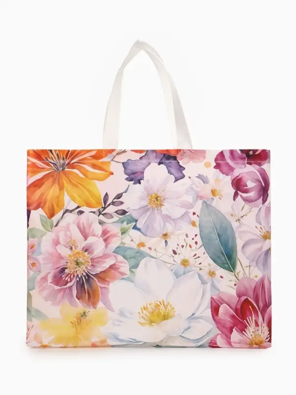 Сумка пляжная Цветы, 50*20*40, отд без молнии, сиреневый