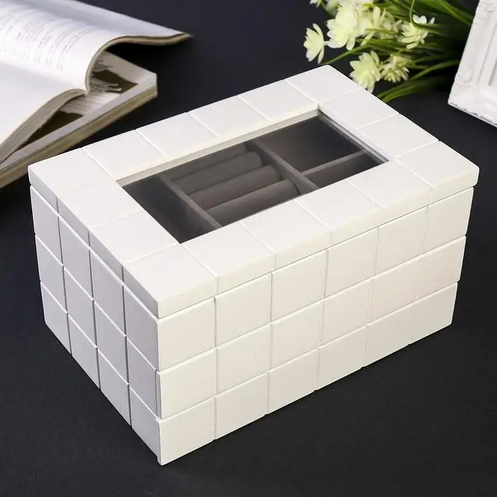 Шкатулка для украшений &laquo;Клетка&raquo;, дерево, белая, 13.8&times;16.5&times;24 см