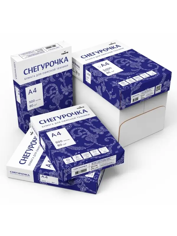 Бумага Снегурочка, А4, 500 листов, 80 г/м&sup2;, белизна 146% CIE, класс C