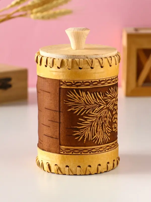 Туес шитый Туес шитый "Шишки" , D8смхH(с хватком)14см, береста