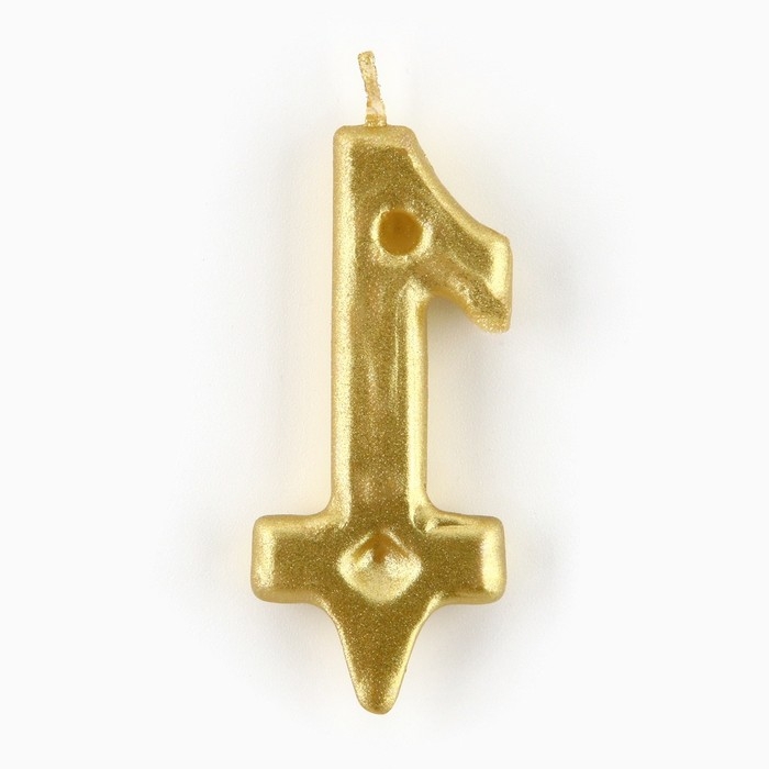 Свеча для торта, цифра «1», золото, 3 х 6 см Свеча для торта, цифра «1», золото, 3 х 6 см