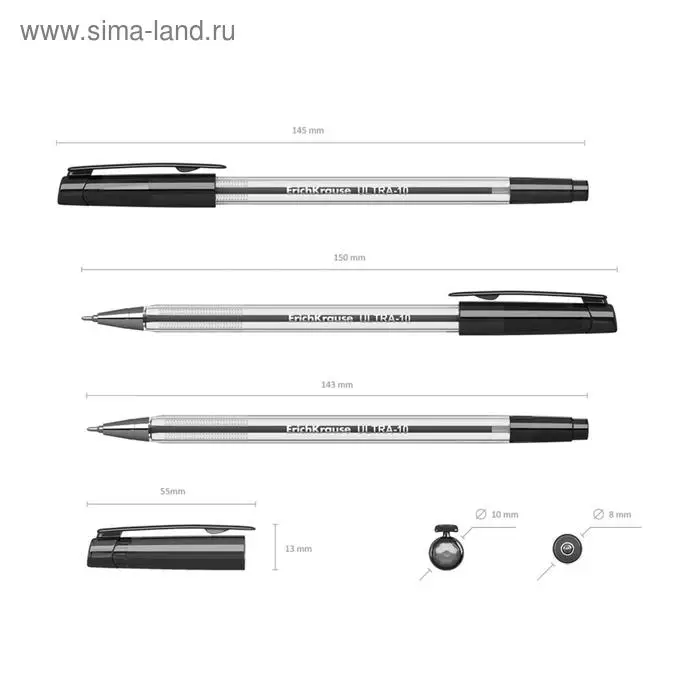 Ручка шариковая Erich Krause ULTRA-10, узел-игла 0.7 мм, толщина линии 0,26 мм, чернила чёрные, длина линии письма 2000 метров Ручка шариковая Erich Krause ULTRA-10, узел-игла 0.7 мм, толщина линии 0,26 мм, чернила чёрные, длина линии письма 2000 метров