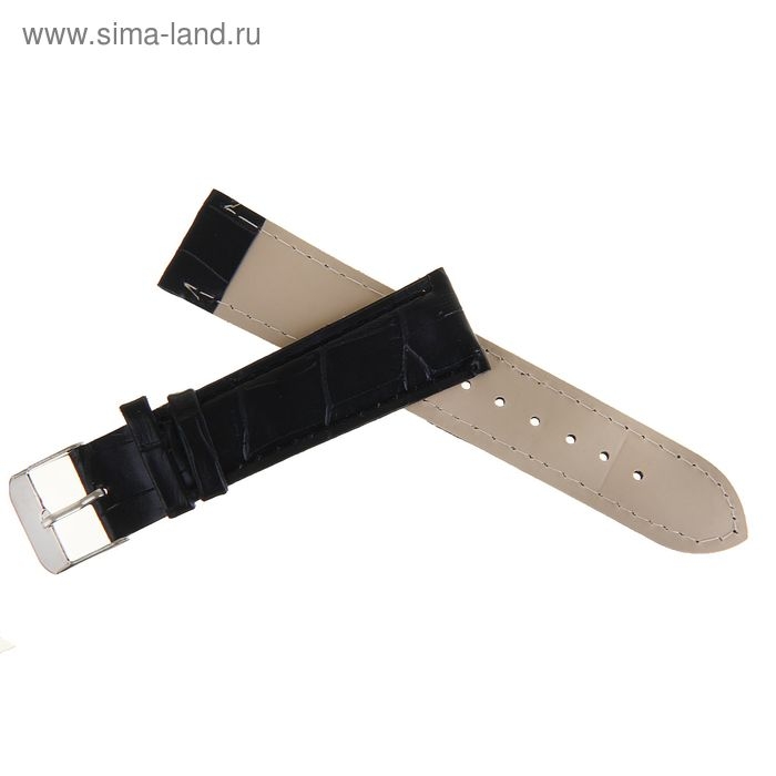 Ремешок для часов Ремешок для часов "Соломон", 20 мм, экокожа, l-19 см, черный