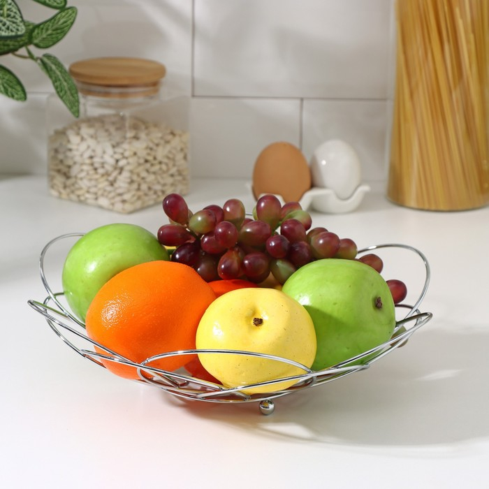 Фруктовница Доляна, 28,5×28,5×8,5 см, цвет хром