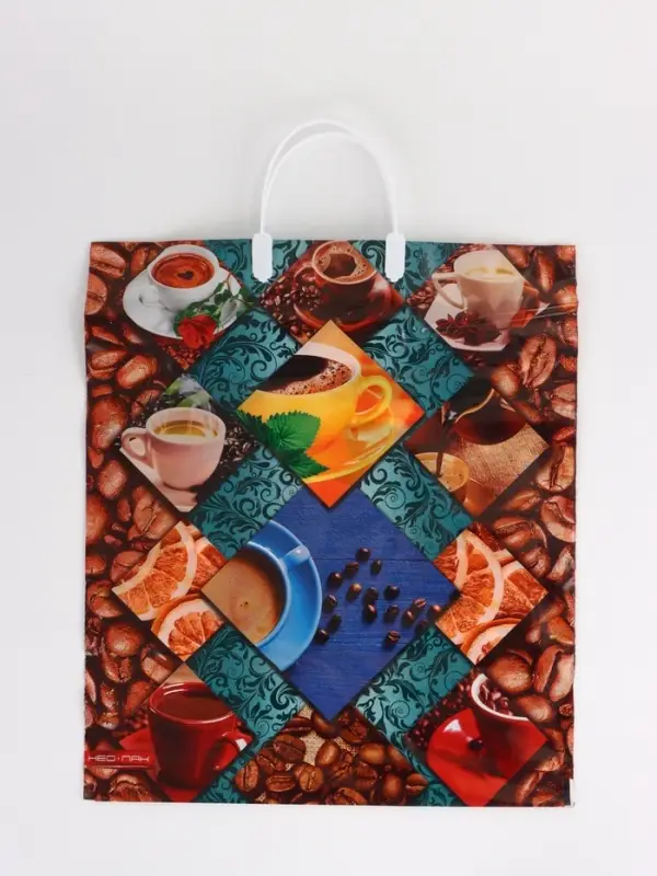 Пакет Пакет "Кофейное настроение, полиэтиленовый с вырубной ручкой, пласт. 38х44 см, 90 мкм