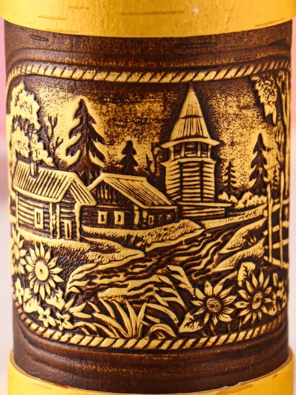 Туес Туес "Деревенька", D8смхH(с хватком)15,5см, береста