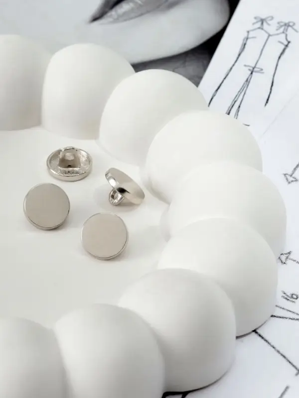 Пуговицы на ножке, металлические, d=11 мм, набор 10 шт., глянцевые, цвет серебряный