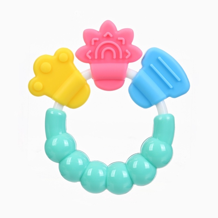 Прорезыватель погремушка Крошка Я «Браслетик», голубой/зеленый