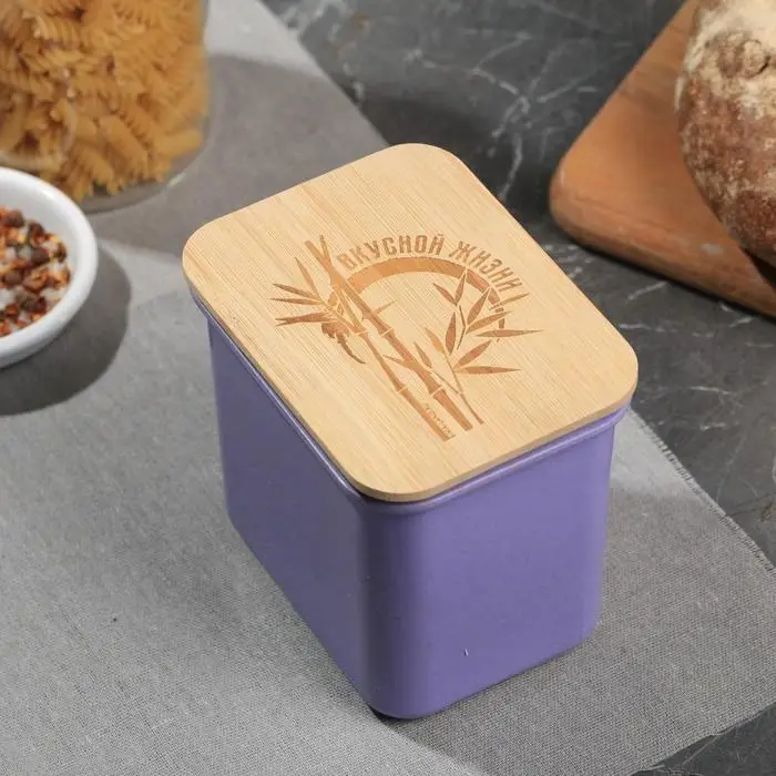 Контейнер с бамбуковой крышкой «Вкусной жизни», 900 мл Контейнер с бамбуковой крышкой «Вкусной жизни», 900 мл