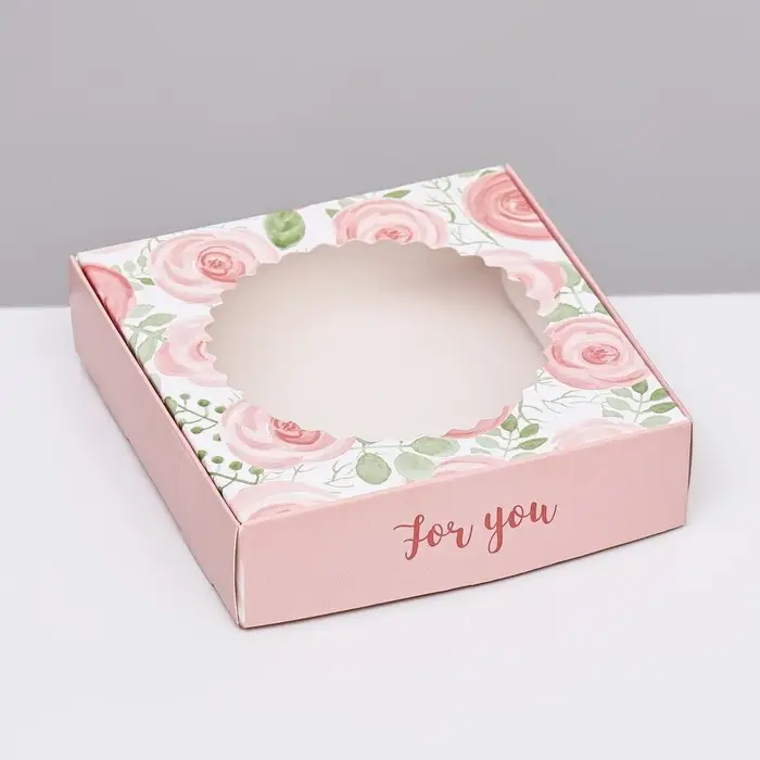 Коробка сборная с окном, For you, 11.5×11.5×3 см Коробка сборная с окном, For you, 11.5×11.5×3 см