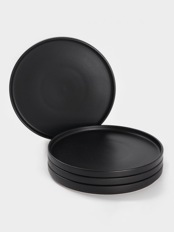 Набор тарелок 4 шт Доляна 26х2 см Набор тарелок 4 шт Доляна 26х2 см "Гранит" черный матовый