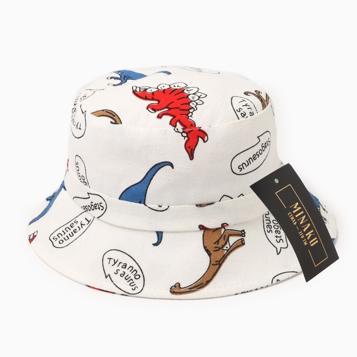 Панама детская MINAKU Панама детская MINAKU "Динозавры", цвет белый, р-р 49-50
