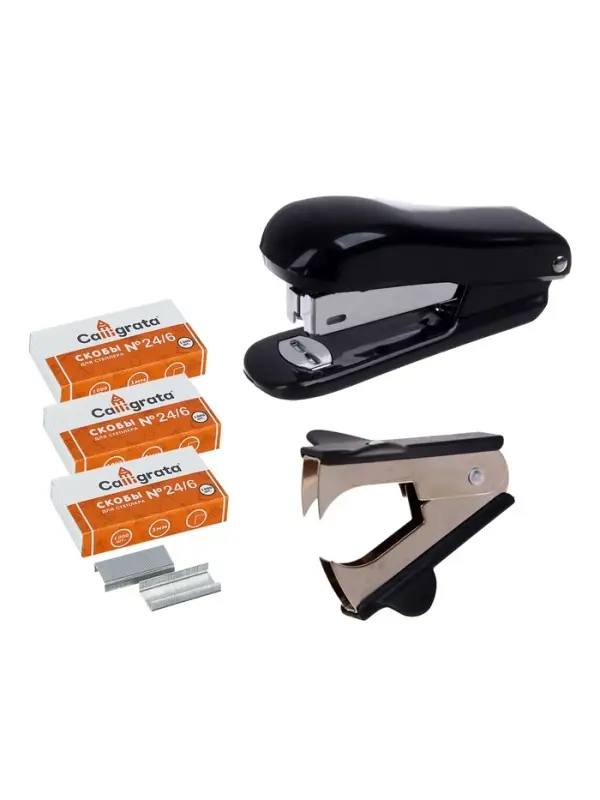 Набор Степлер 24/6, скобы 3000шт, антистеплер