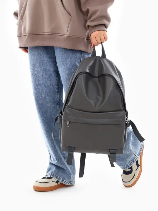 Рюкзак молодёжный на молнии, 3 кармана, размер 29&times;12&times;42 см, серый