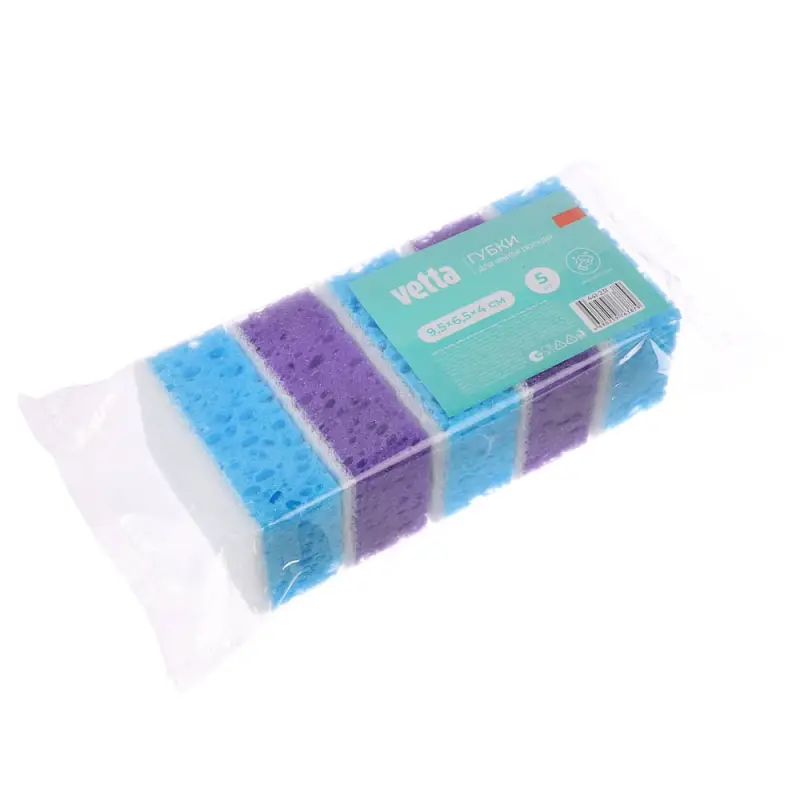 VETTA Набор губок для мытья посуды Пузыри 5 шт, 9,5x6,5x4 см