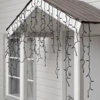 Гирлянда &laquo;Бахрома&raquo; 3&times;0.9 м, IP65, УМС, тёмная нить каучук, 144 LED, свечение синее, 220 В