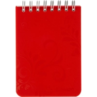 Блокнот Комус Русская серия,А7,50л,евроспираль,красный,клетка