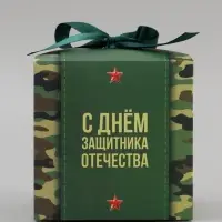 Коробка подарочная складная, упаковка, &laquo;С 23 февраля, камуфляж&raquo;, 12&times;12&times;12 см