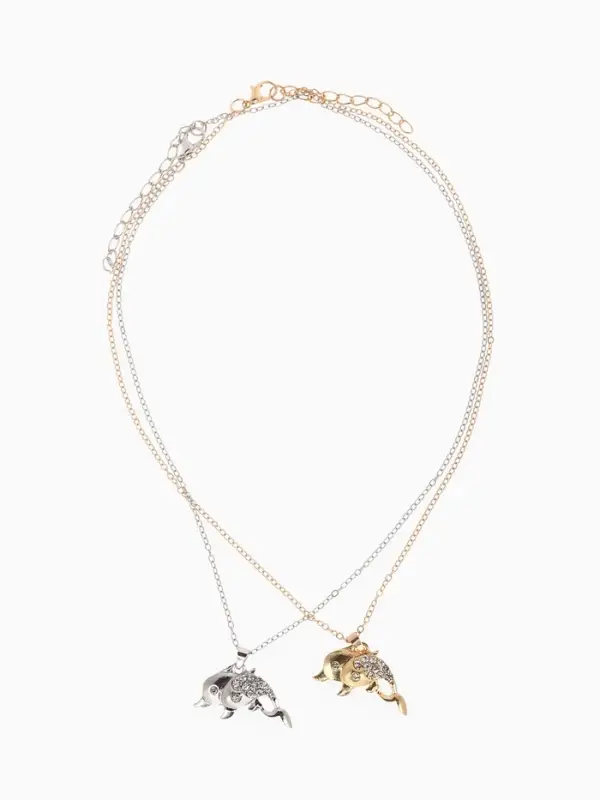 Кулон на цепочке &laquo;Дельфины в паре&raquo;, МИКС, L=40 см