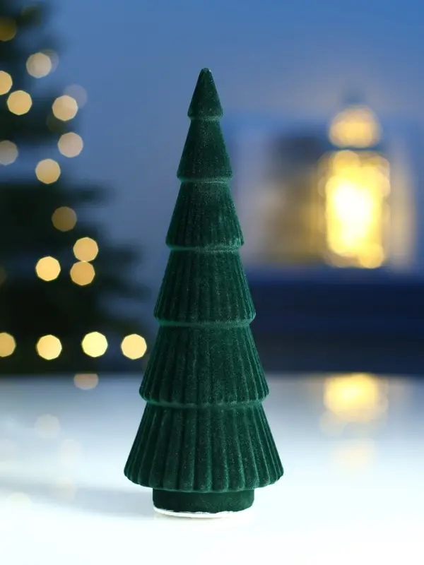 Фигура светодиодная "Елка зеленая бархатная", 5 LED, 23 см, от бат. 3xAG13, Т/БЕЛЫЙ